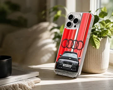 Audi Custom phone case with bold design featuring rings and stripe — Lifestyle