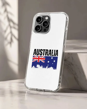 Australian Flag design with bold typography on a phone case