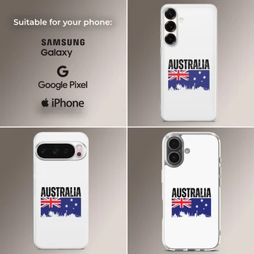 Australian Flag design with bold typography on a phone case — Collage