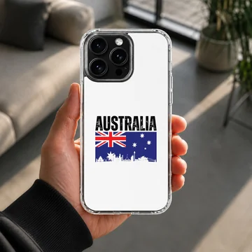 Australian Flag design with bold typography on a phone case — Lifestyle