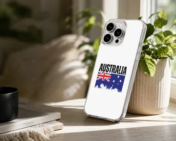 Australian Flag design with bold typography on a phone case — Lifestyle