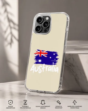 Australian flag with bold typography phone case — Specs