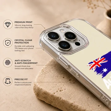 Australian flag with bold typography phone case — Info