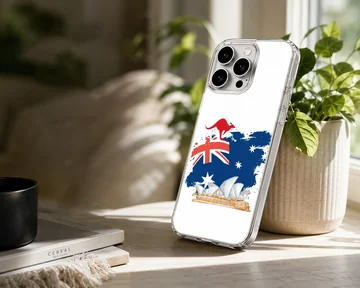 Phone case featuring the Australian Flag artwork with iconic landmarks. — Lifestyle
