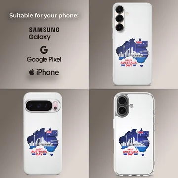Australian flag art with iconic landmarks on the phone case — Collage