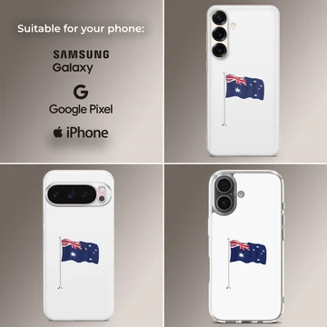Minimalist Australian flag design on phone case, showcasing national pride. — Collage
