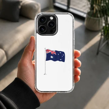 Minimalist Australian flag design on phone case, showcasing national pride. — Lifestyle