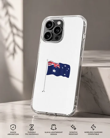 Minimalist Australian flag design on phone case, showcasing national pride. — Specs
