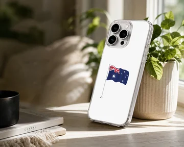 Minimalist Australian flag design on phone case, showcasing national pride. — Lifestyle