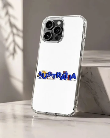 Australian flag design with bold typography on a phone case