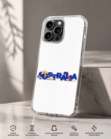 Australian flag design with bold typography on a phone case — Specs