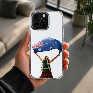 Australian flag with adventurous scene on phone case — Lifestyle