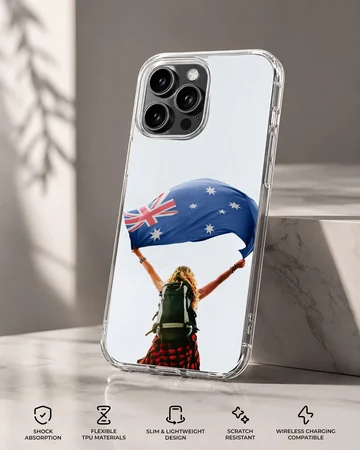 Australian flag with adventurous scene on phone case — Specs