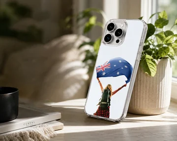 Australian flag with adventurous scene on phone case — Lifestyle