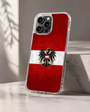 Austria flag design with crest on phone case