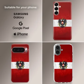 Austria flag design with crest on phone case — Collage