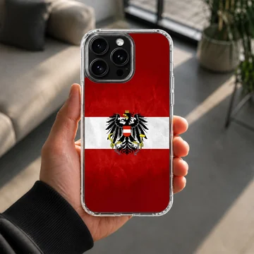 Austria flag design with crest on phone case — Lifestyle