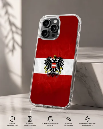 Austria flag design with crest on phone case — Specs