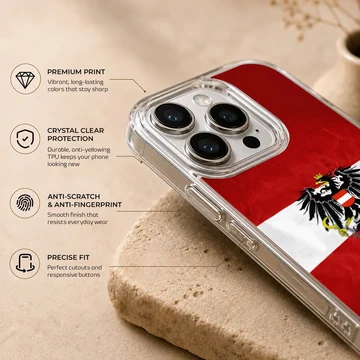 Austria flag design with crest on phone case — Info