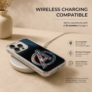 Epic Avengers logo design on a phone case. — Charging