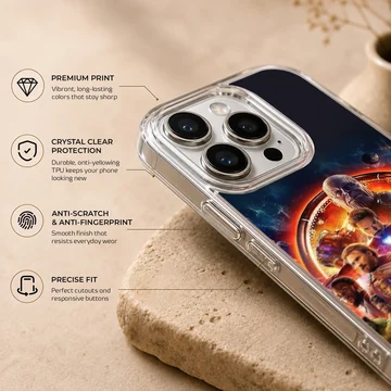 Dynamic Avengers heroes ensemble on phone case — Info
