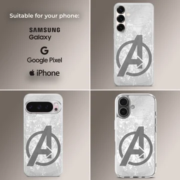 Avengers logo in bold typography on a phone case — Collage