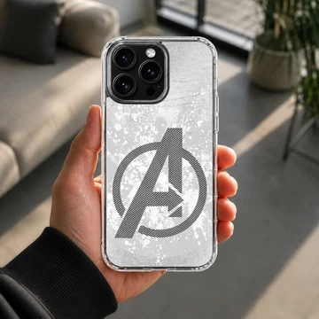 Avengers logo in bold typography on a phone case — Lifestyle