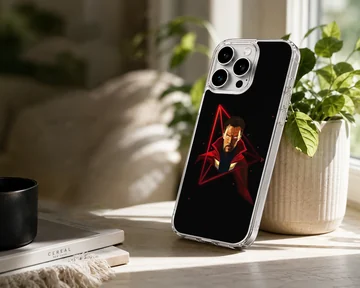 Avengers hero with red geometric elements phone case — Lifestyle