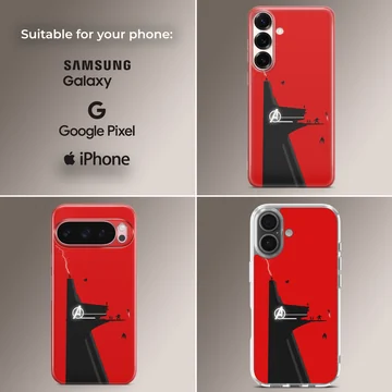 Minimalist Avengers design with bold colors on phone case — Collage