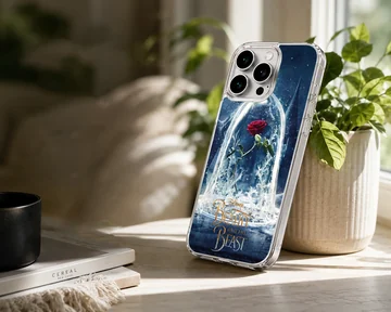 Enchanted Rose illustration on B&B phone case — Lifestyle