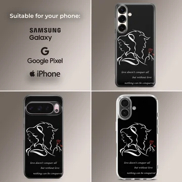 B&B themed phone case featuring a love quote with minimalist art — Collage