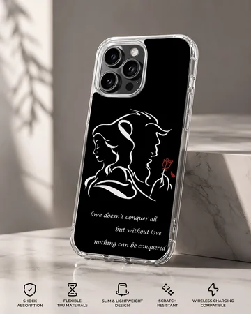 B&B themed phone case featuring a love quote with minimalist art — Specs