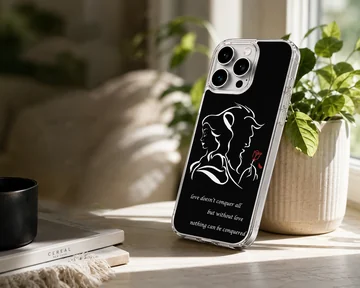 B&B themed phone case featuring a love quote with minimalist art — Lifestyle
