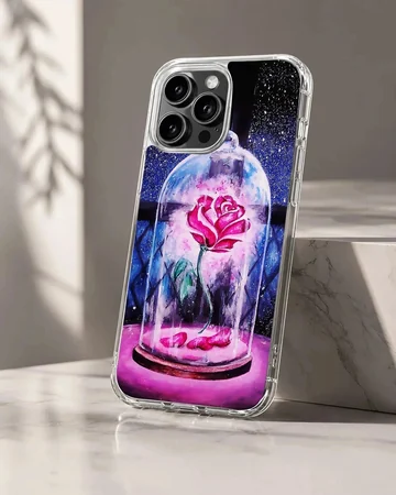 Enchanted rose under glass dome design on phone case