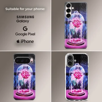 Enchanted rose under glass dome design on phone case — Collage