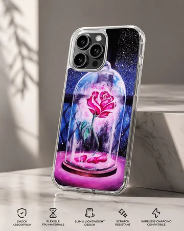 Enchanted rose under glass dome design on phone case — Specs
