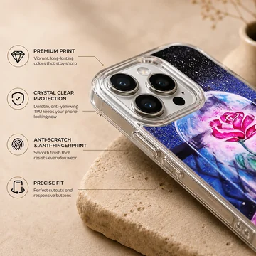 Enchanted rose under glass dome design on phone case — Info