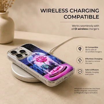Enchanted rose under glass dome design on phone case — Charging