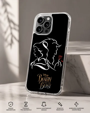 Minimalist Beauty and the Beast silhouette phone case in black and white. — Specs