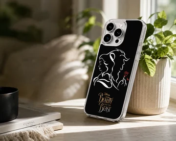 Minimalist Beauty and the Beast silhouette phone case in black and white. — Lifestyle