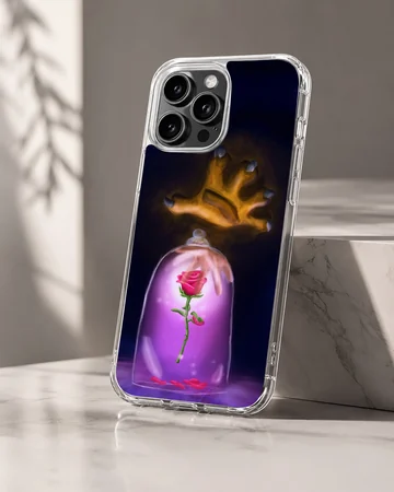 Enchanted rose under glass dome with crown in background phone case — Hero