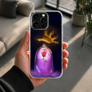 Enchanted rose under glass dome with crown in background phone case — Lifestyle