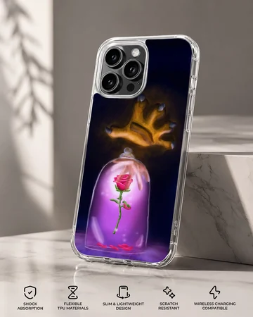 Enchanted rose under glass dome with crown in background phone case — Specs