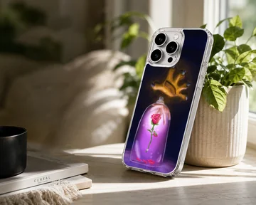 Enchanted rose under glass dome with crown in background phone case — Lifestyle