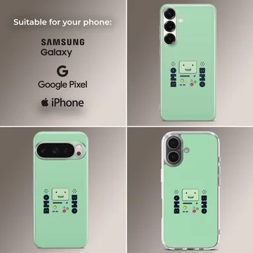 BMO design with cartoon elements on phone case — Collage