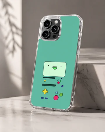BMO character design on phone case, green background — Hero