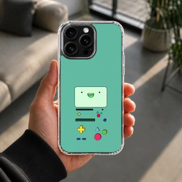 BMO character design on phone case, green background — Lifestyle