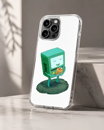 BMO character in playful digital illustration on phone case — Hero
