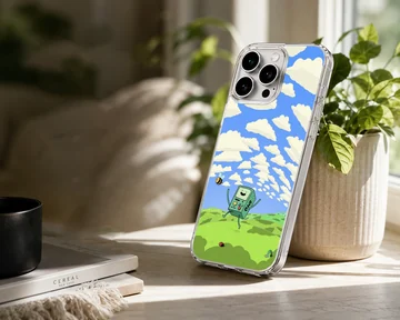 BMO character dancing in a field of clouds phone case — Lifestyle