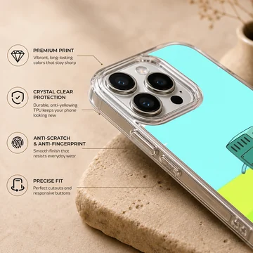 BMO character on bright blue and green cartoon background phone case — Info